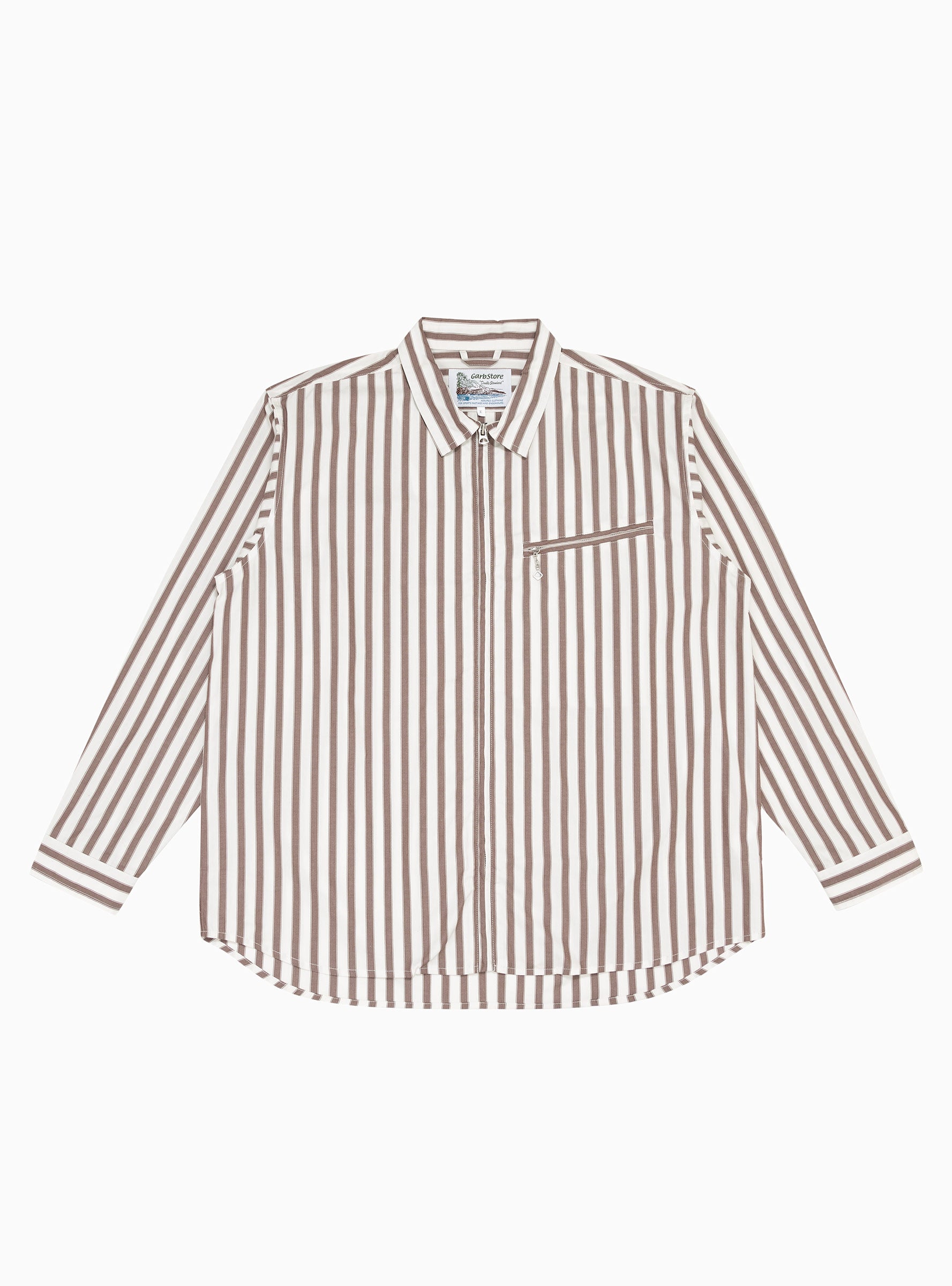  Garbstore Grande Zip Shirt Brick Stripe - Size: Medium