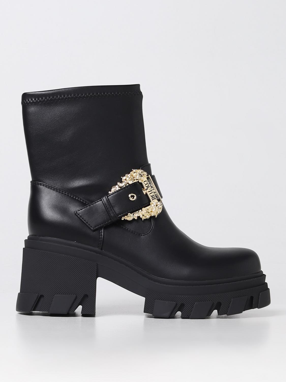 Versace Jeans Couture Flat Ankle Boots VERSACE JEANS COUTURE Woman colour Black