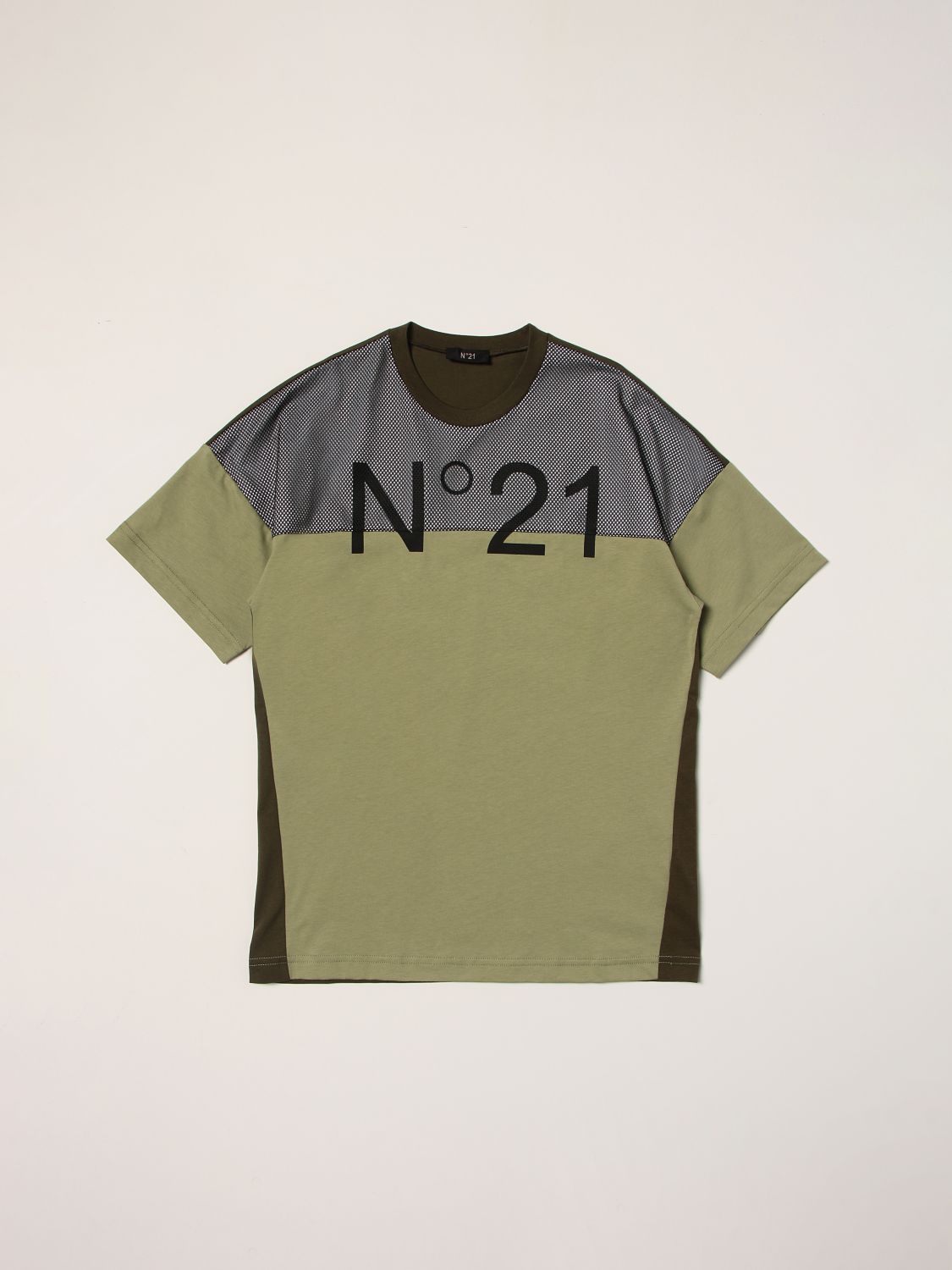 N° 21 N ° 21 T-shirt in cotton and tricolor polyester with logo