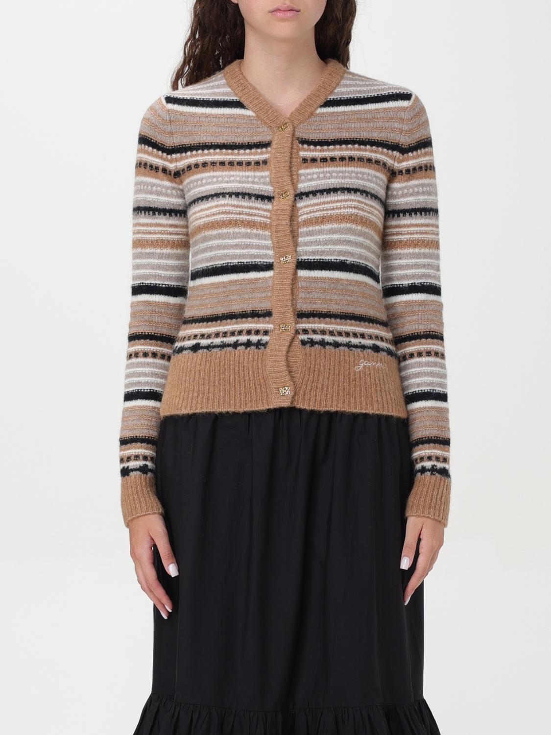 Ganni Cardigan GANNI Woman color Brown