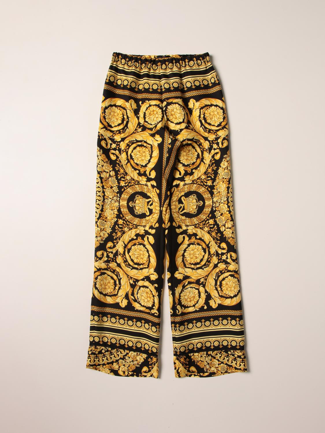 Young Versace Versace Young trousers with baroque print