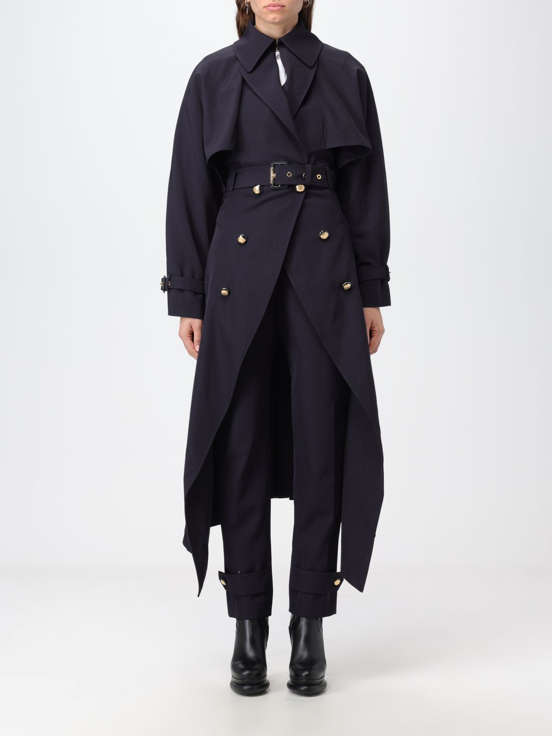 Alexander McQueen Trench Coat ALEXANDER MCQUEEN Woman colour Blue