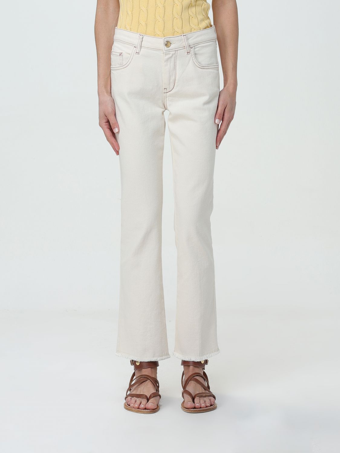 Fay Trousers FAY Woman colour Yellow Cream