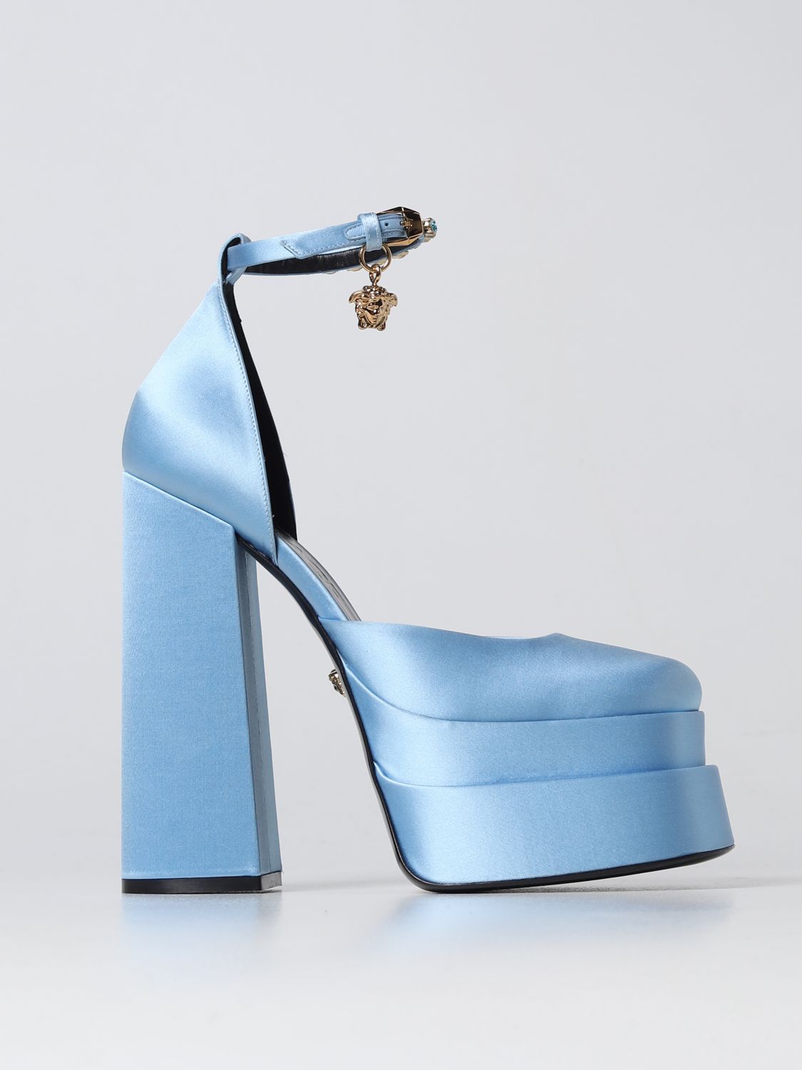 Versace High Heel Shoes VERSACE Woman colour Gnawed Blue