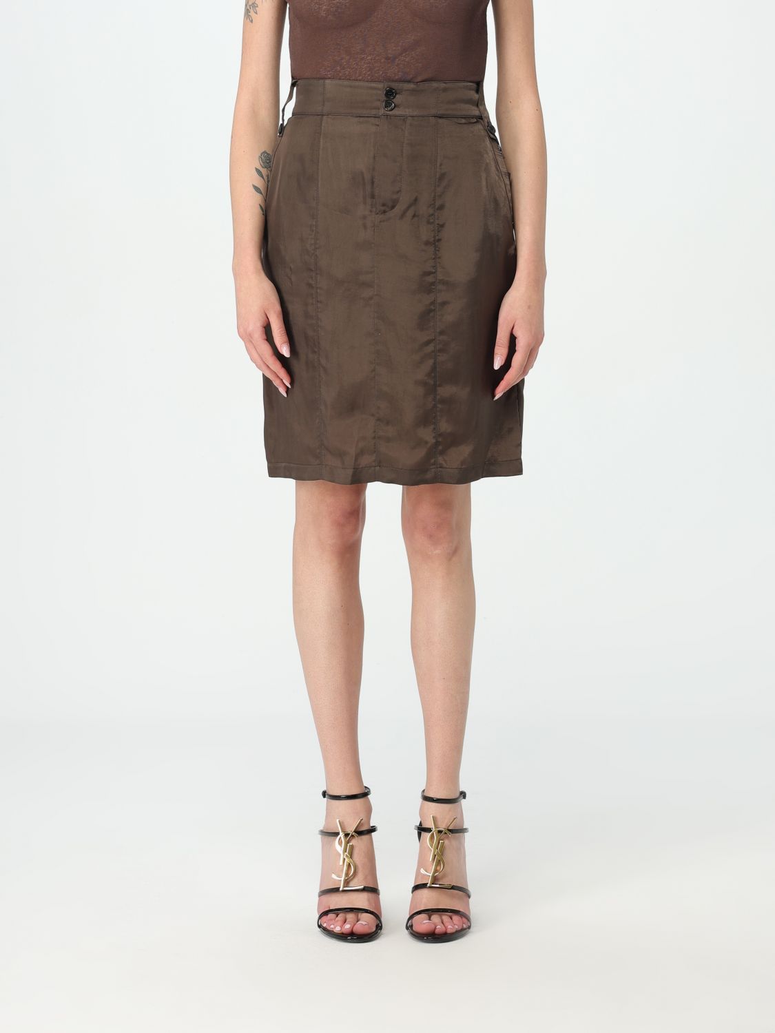 Saint Laurent Skirt SAINT LAURENT Woman color Cocoa
