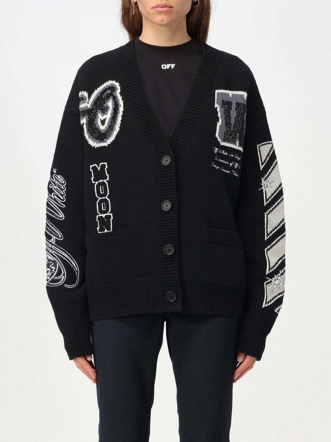 OFF-WHITE Cardigan OFF-WHITE Woman colour Black