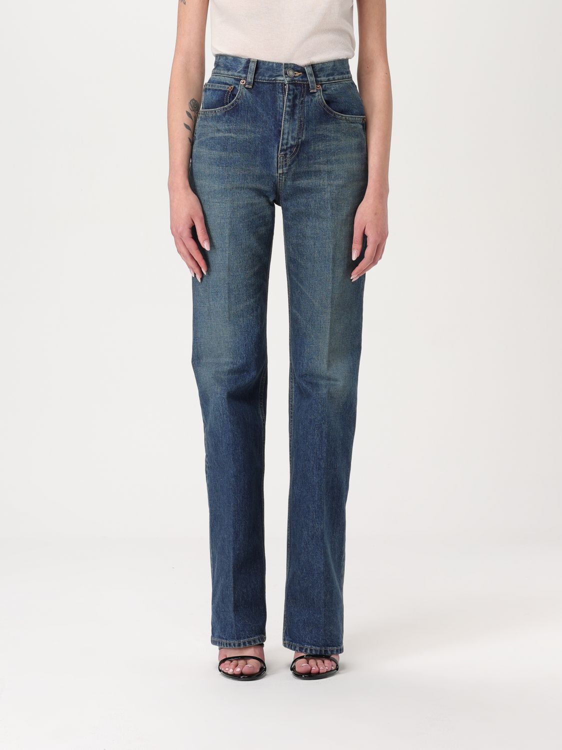 Saint Laurent Jeans SAINT LAURENT Woman color Blue