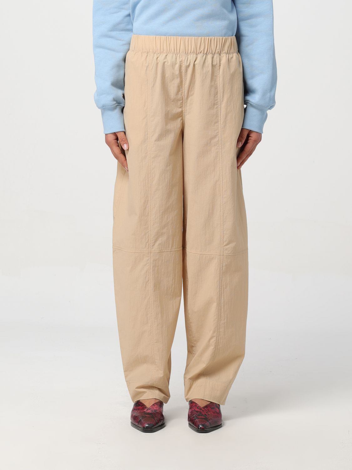 Ganni Trousers GANNI Woman colour Beige