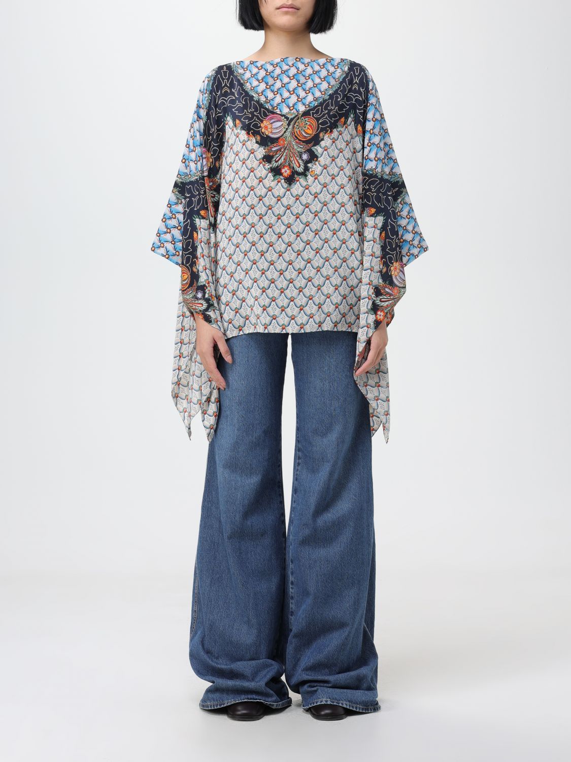 Etro Cloak ETRO Woman colour Gnawed Blue