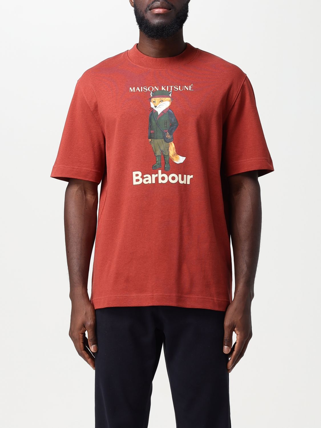 maison kitsuné x barbour T-Shirt MAISON KITSUNE X BARBOUR Men colour Burnt