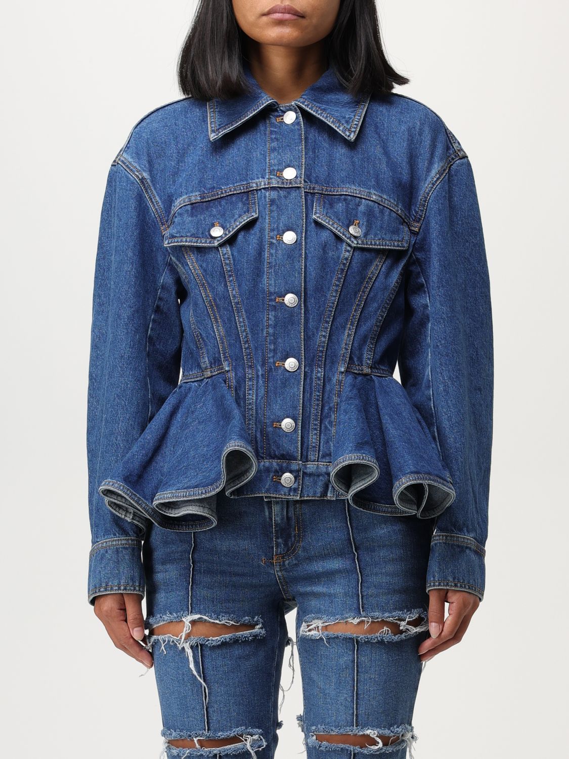 Alexander McQueen Jacket ALEXANDER MCQUEEN Woman colour Blue