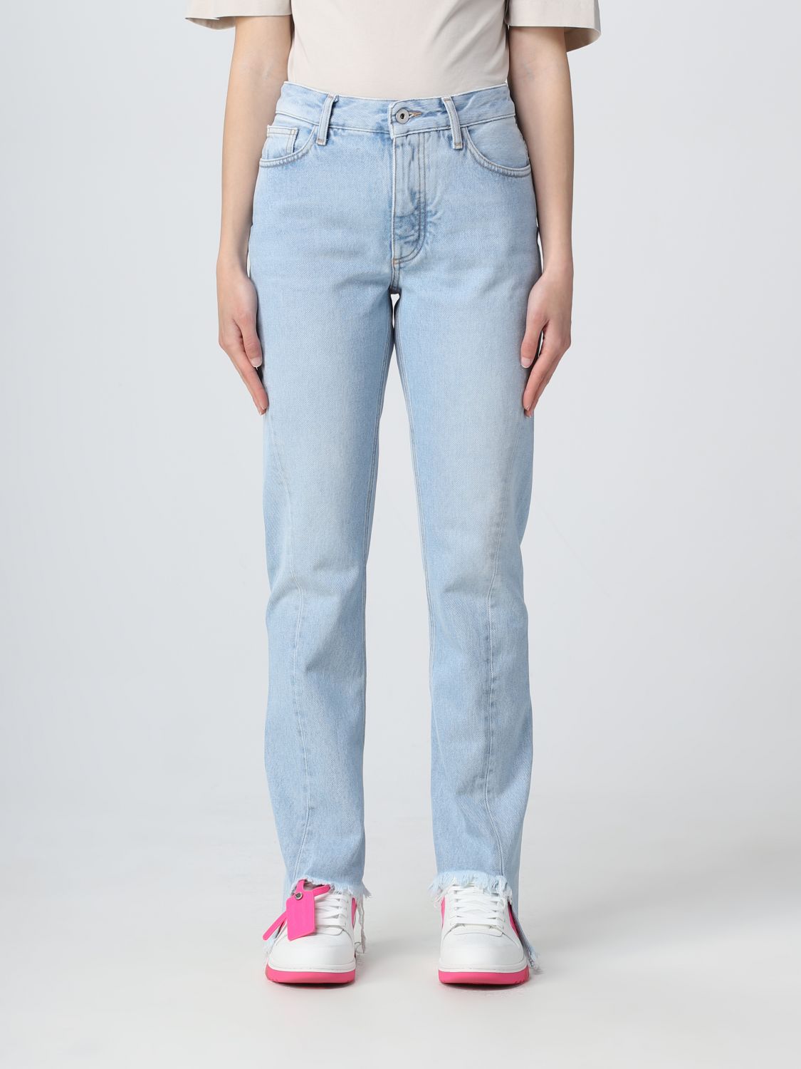 OFF-WHITE Jeans OFF-WHITE Woman colour Gnawed Blue