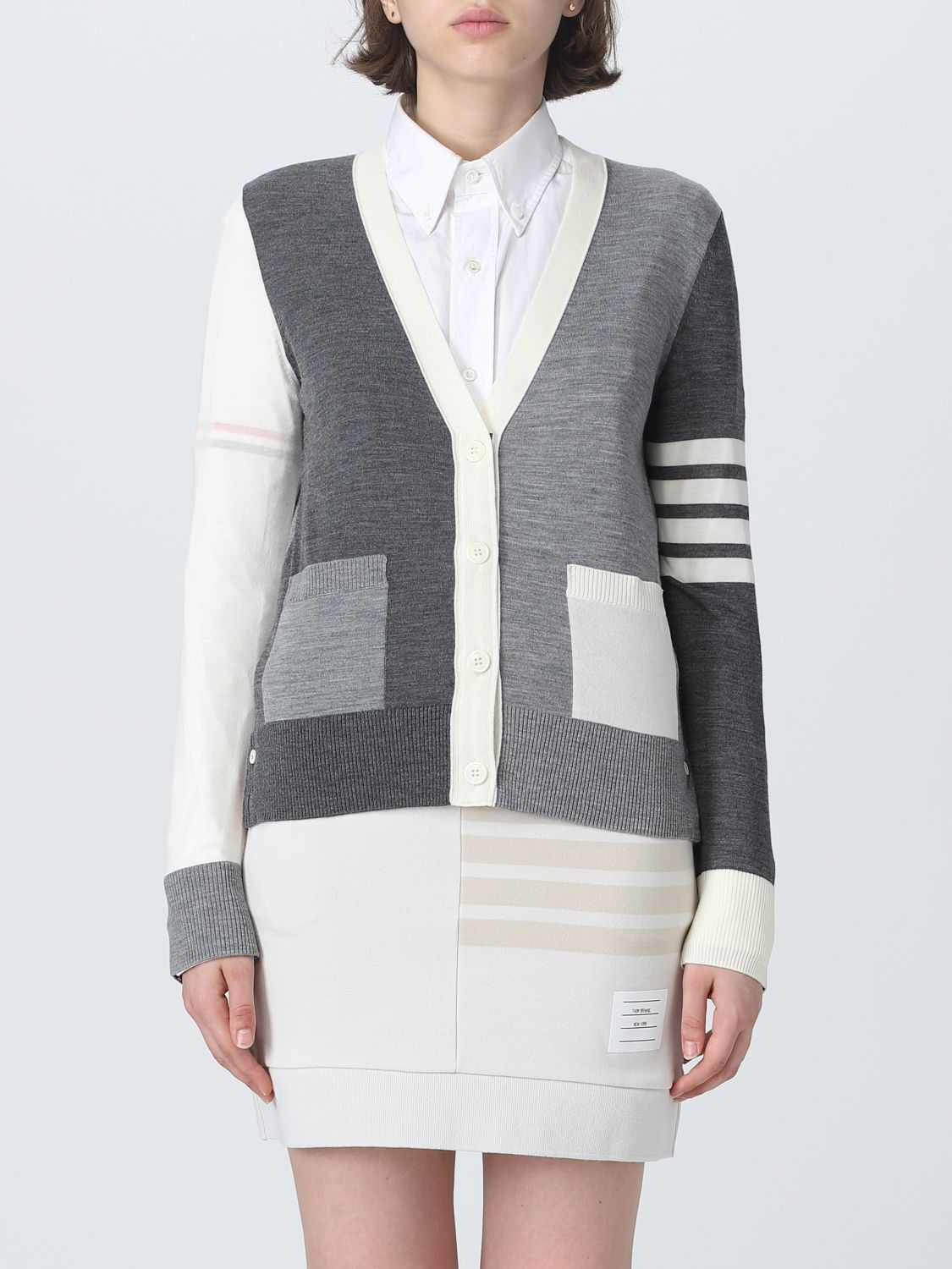 Thom Browne Cardigan THOM BROWNE Woman colour Grey