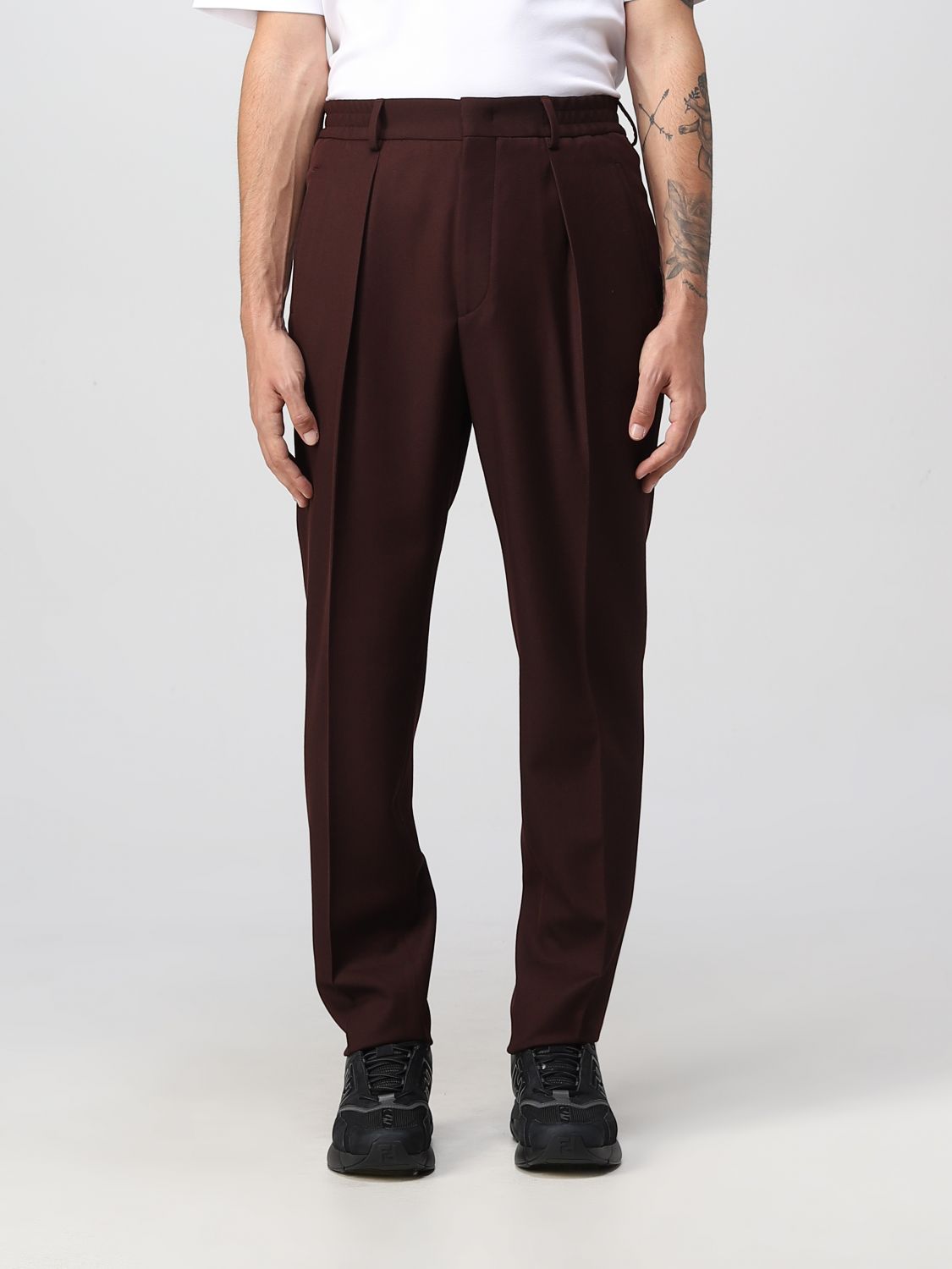 FENDI Trousers FENDI Men colour Burgundy