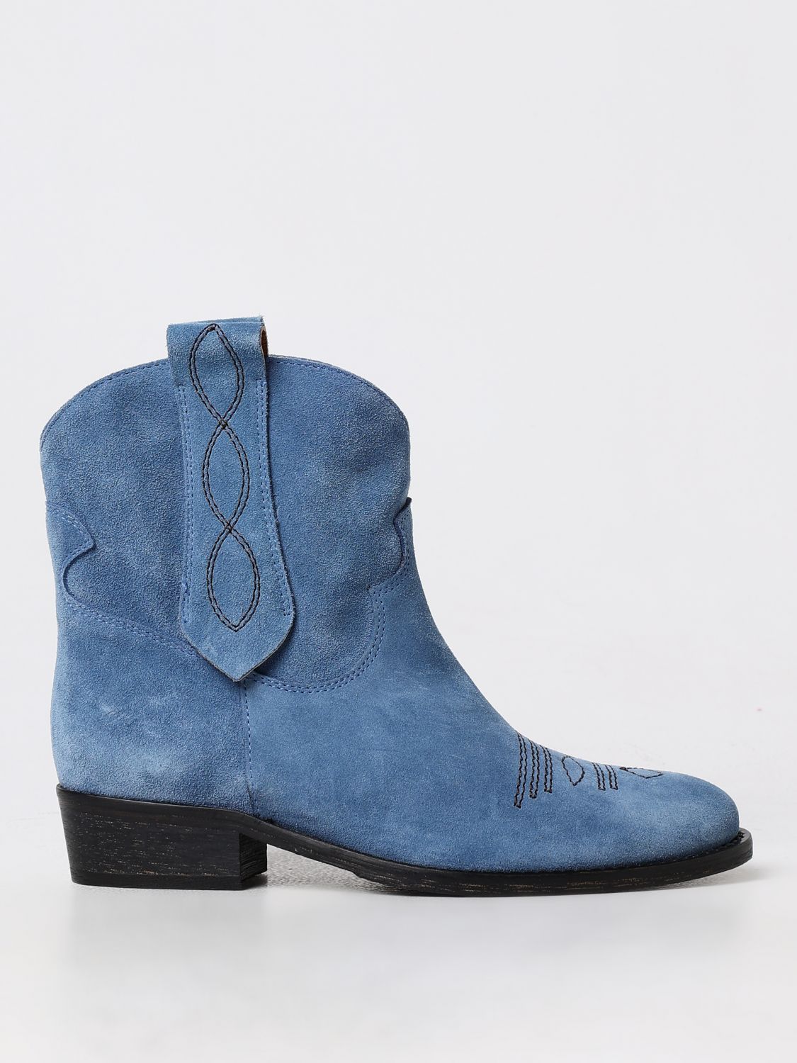 Via Roma 15 Flat Ankle Boots VIA ROMA 15 Woman color Gnawed Blue