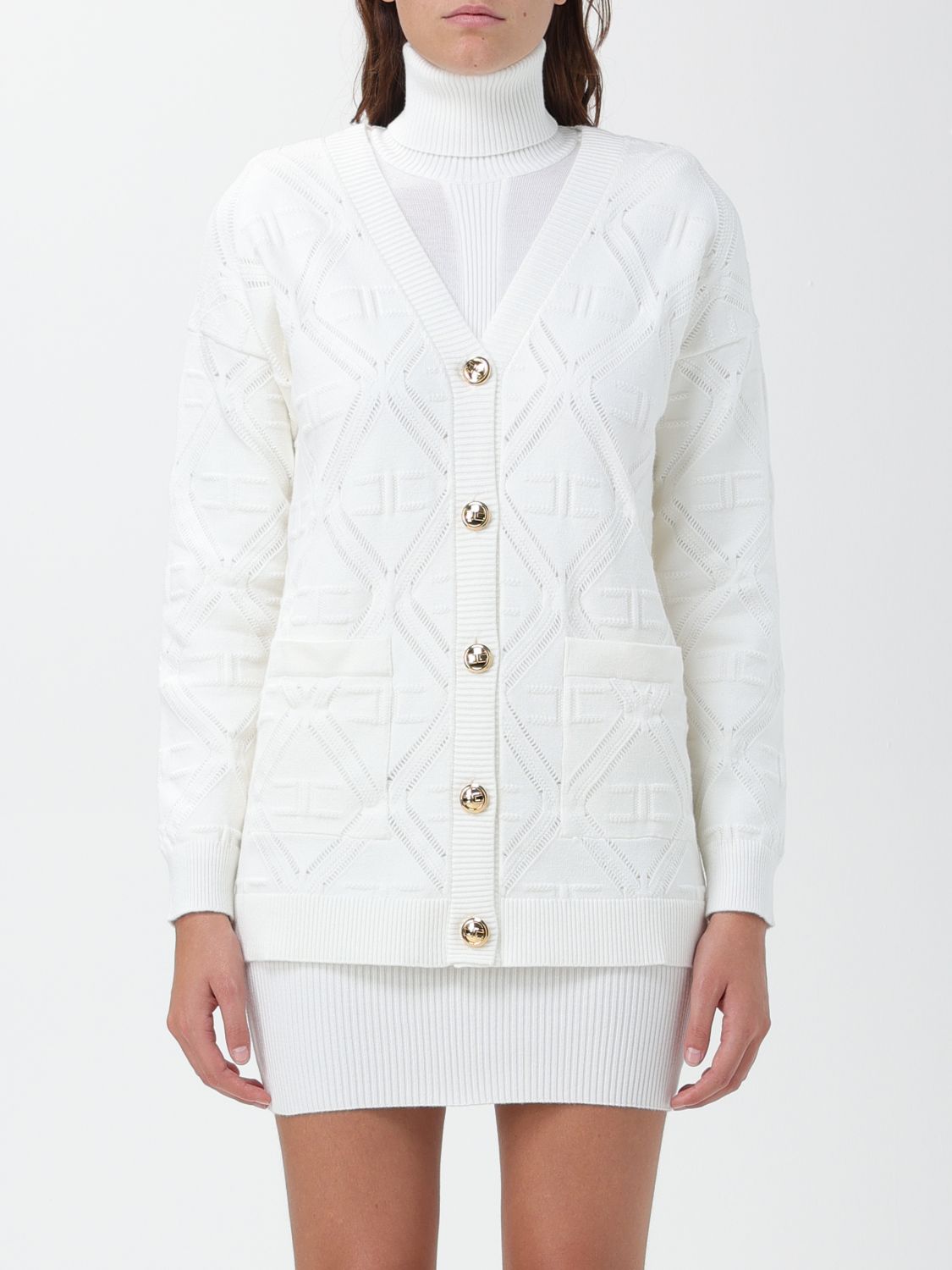 Elisabetta Franchi Cardigan ELISABETTA FRANCHI Woman colour White