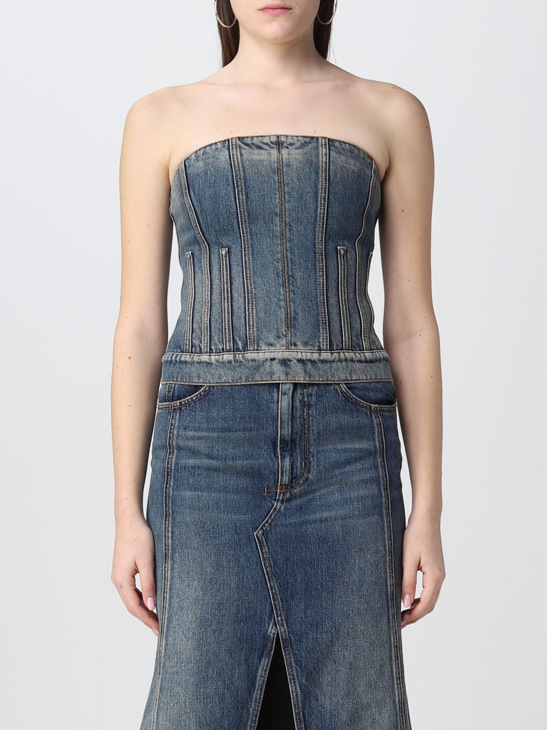 Alexander McQueen Top ALEXANDER MCQUEEN Woman colour Denim