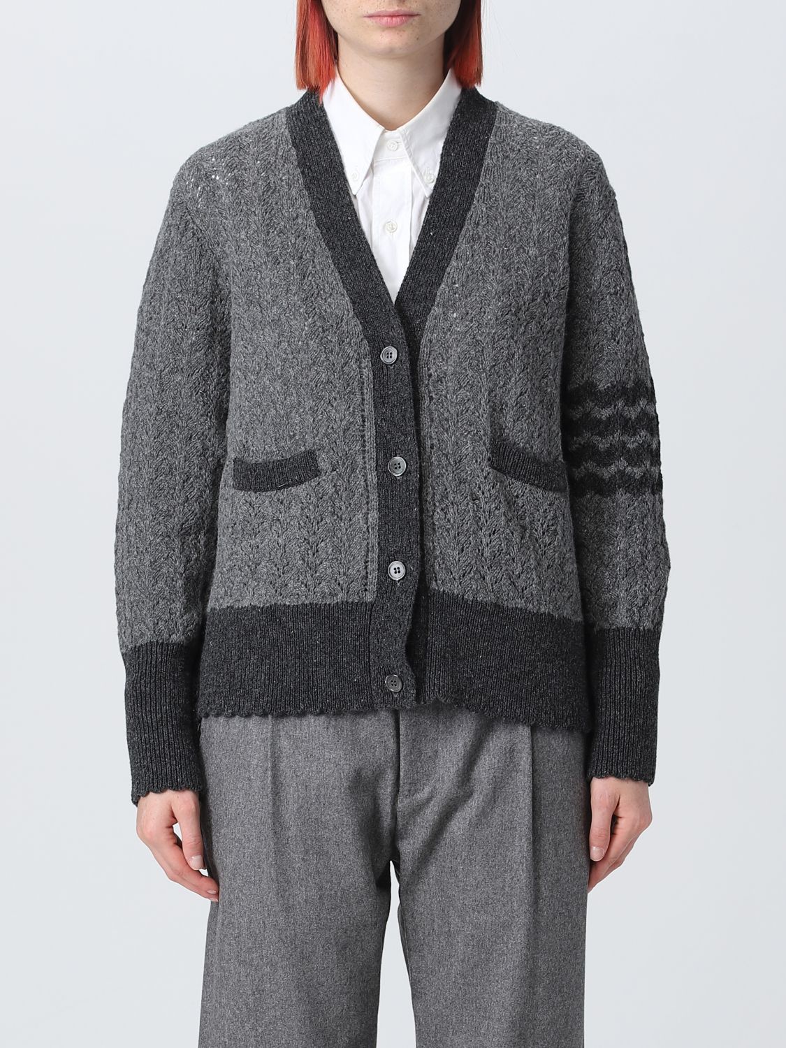 Thom Browne Cardigan THOM BROWNE Woman colour Grey