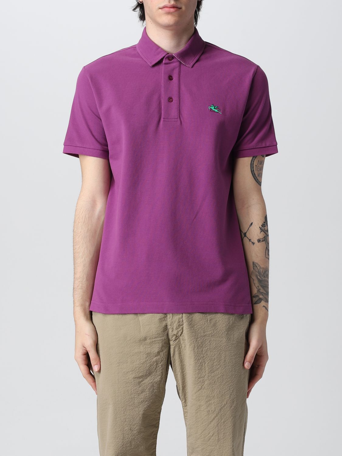 Etro Etro cotton polo t-shirt with Pegasus