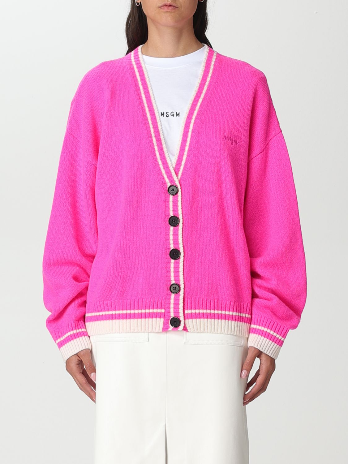 Msgm Cardigan MSGM Woman colour Fuchsia