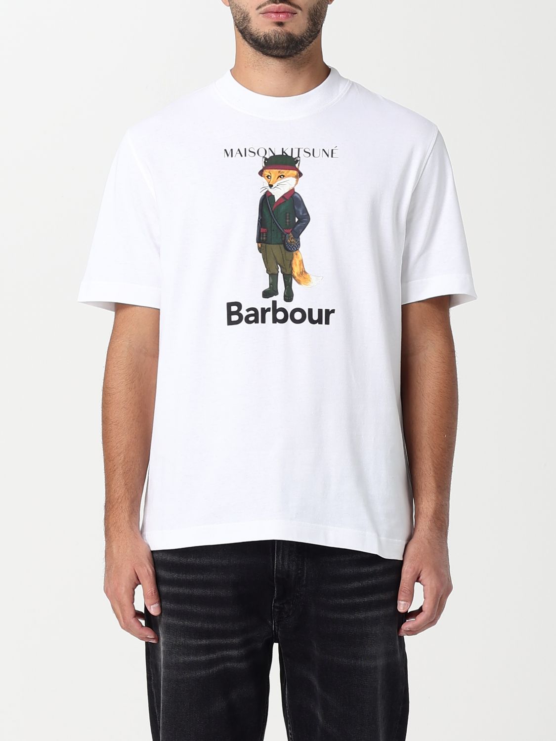 maison kitsuné x barbour T-Shirt MAISON KITSUNE X BARBOUR Men colour White