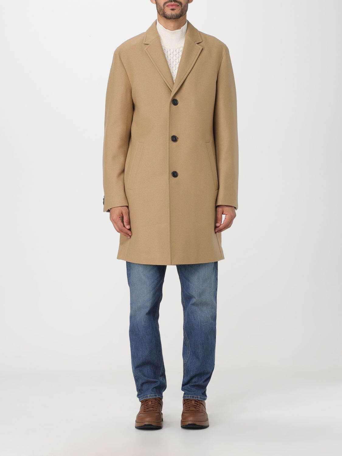 Hugo Coat HUGO Men colour Beige