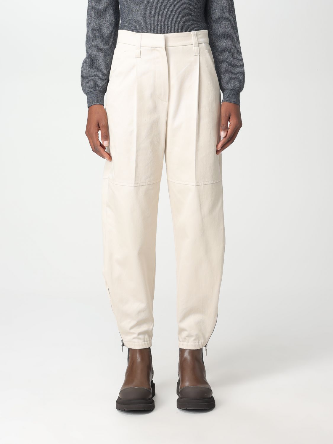 Brunello Cucinelli Trousers BRUNELLO CUCINELLI Woman colour Yellow Cream