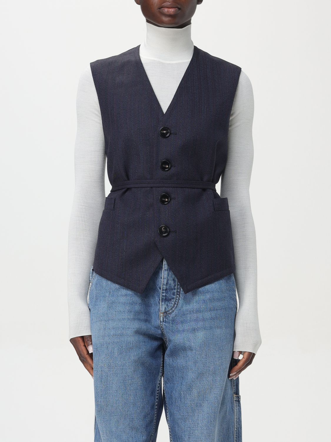 Bottega Veneta Waistcoat BOTTEGA VENETA Woman color Blue