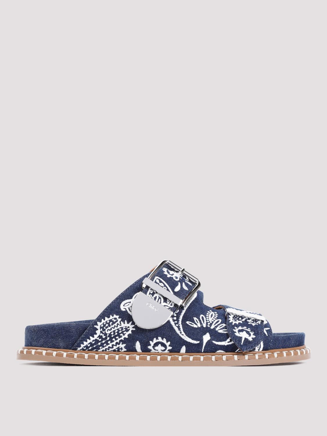 Chloé Flat Sandals CHLOÉ Woman color Denim