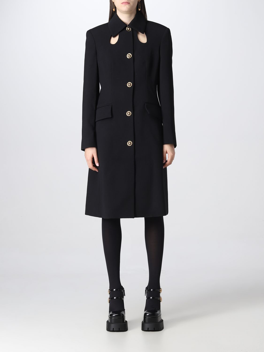 Versace Coat VERSACE Woman colour Black