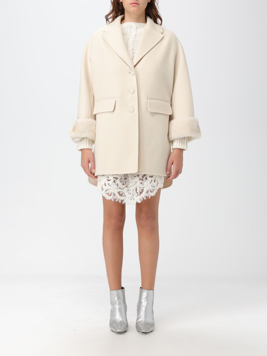 Ermanno Scervino Coat ERMANNO SCERVINO Woman colour Cream