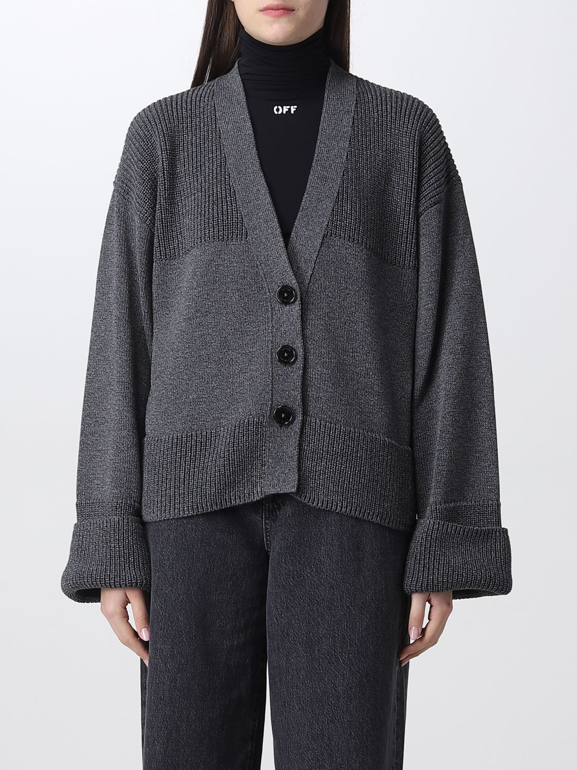 OFF-WHITE Cardigan OFF-WHITE Woman colour Grey