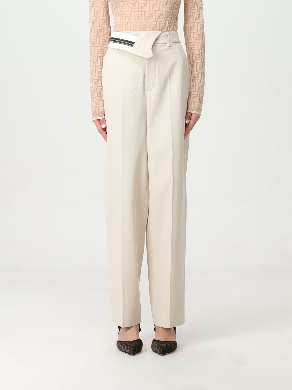 FENDI Trousers FENDI Woman colour Beige