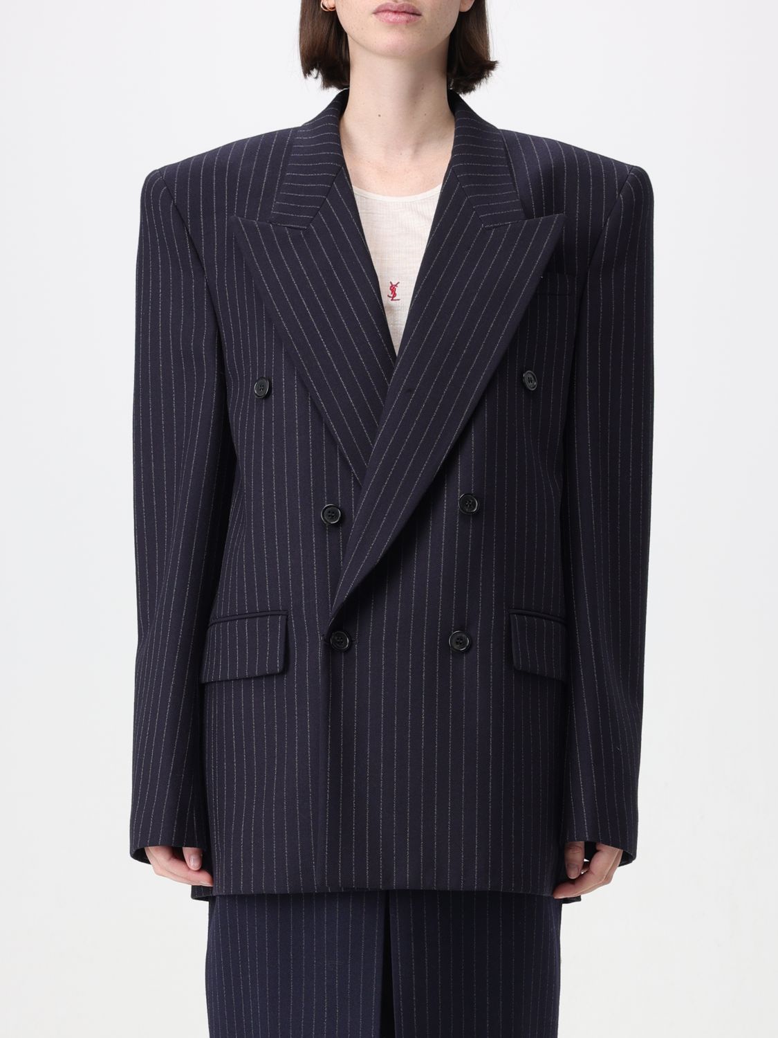 Saint Laurent Blazer SAINT LAURENT Woman colour Marine