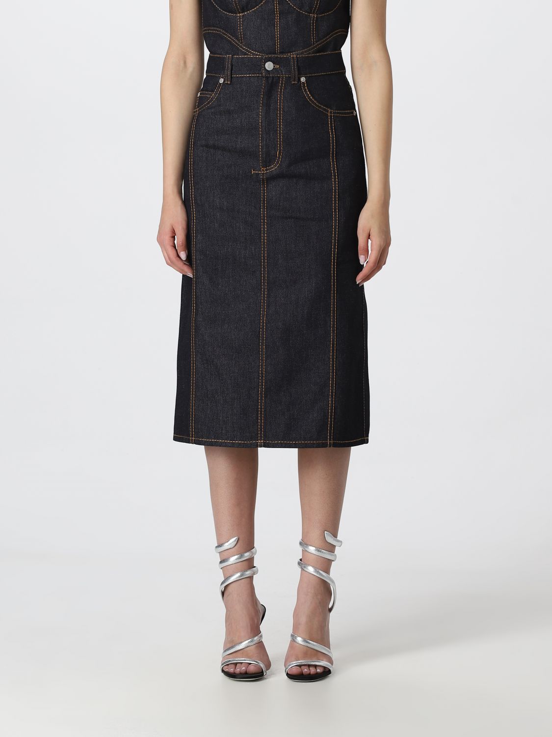 Alexander McQueen Skirt ALEXANDER MCQUEEN Woman colour Denim