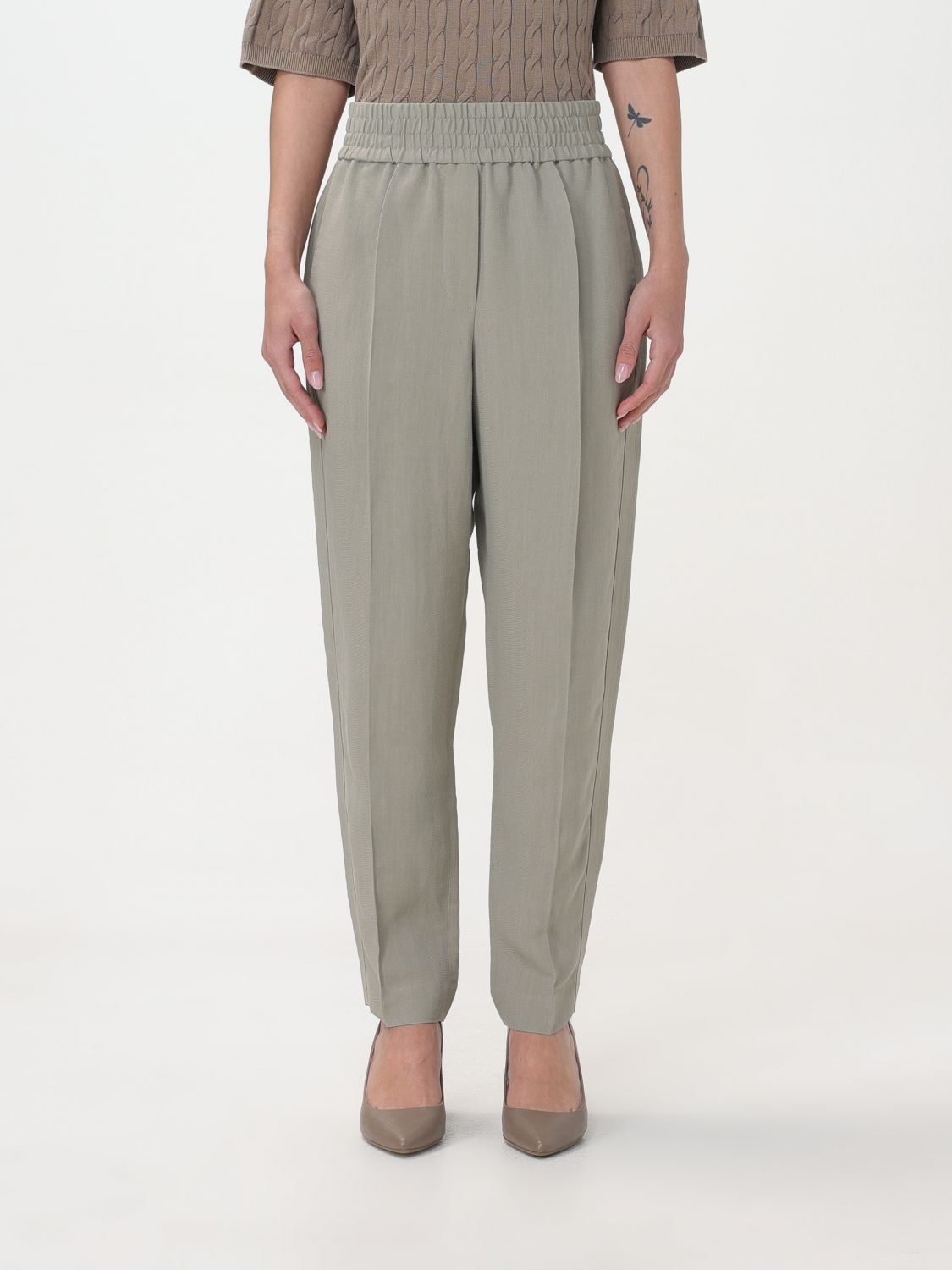 Brunello Cucinelli Trousers BRUNELLO CUCINELLI Woman colour Sage