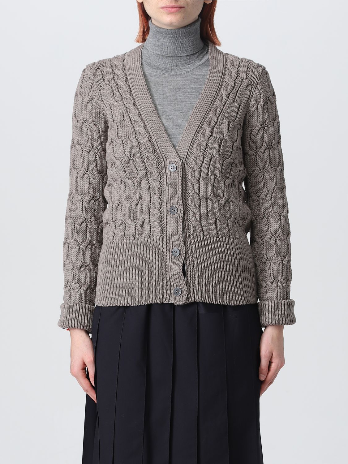 Thom Browne Cardigan THOM BROWNE Woman colour Beige