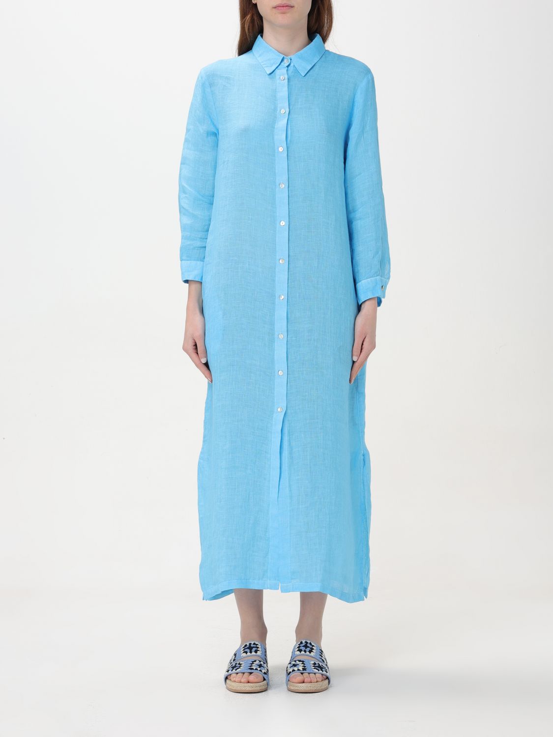 120% lino Dress 120% LINO Woman color Blue