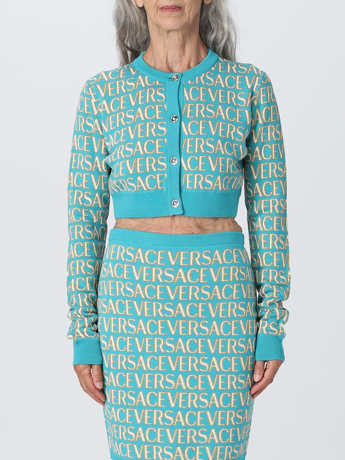 Versace Cardigan VERSACE Woman colour Gnawed Blue