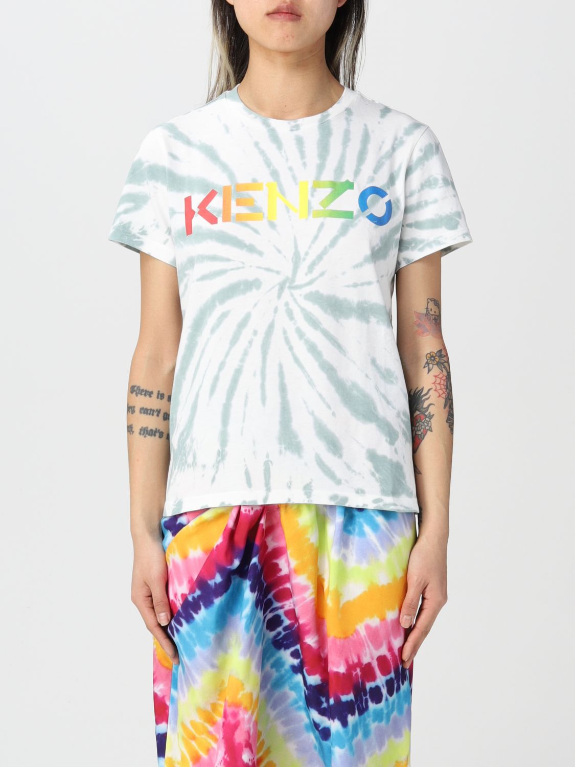 Kenzo Kenzo tie dye cotton t-shirt with logo