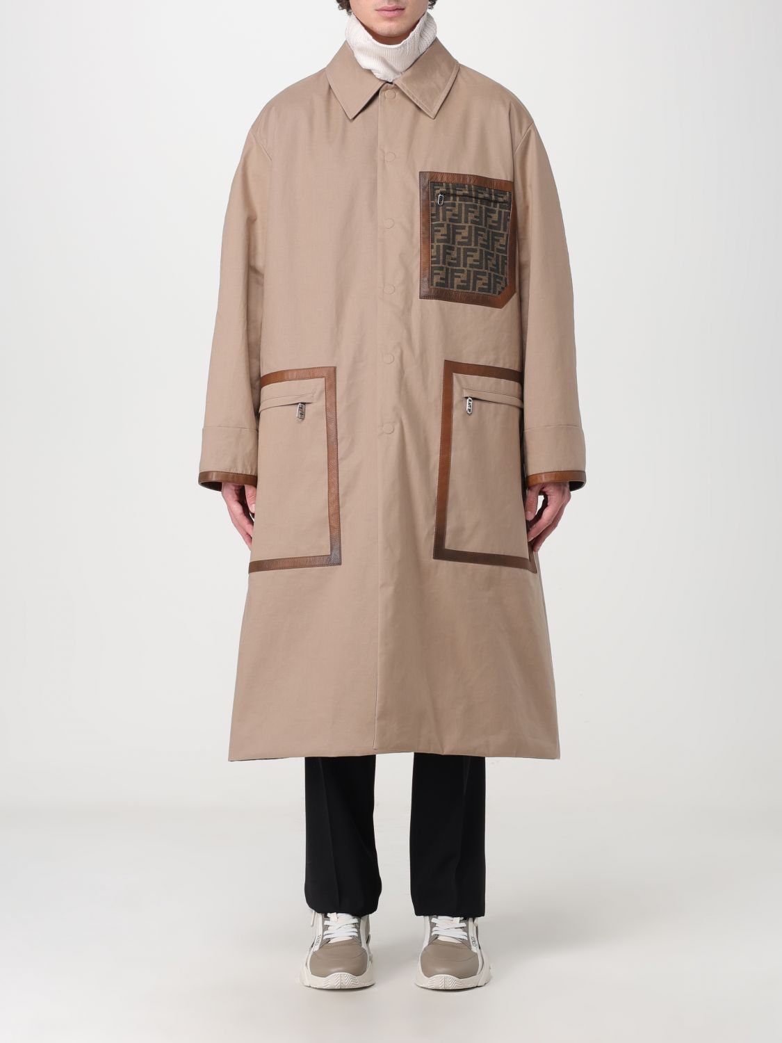 FENDI Trench Coat FENDI Men colour Tobacco