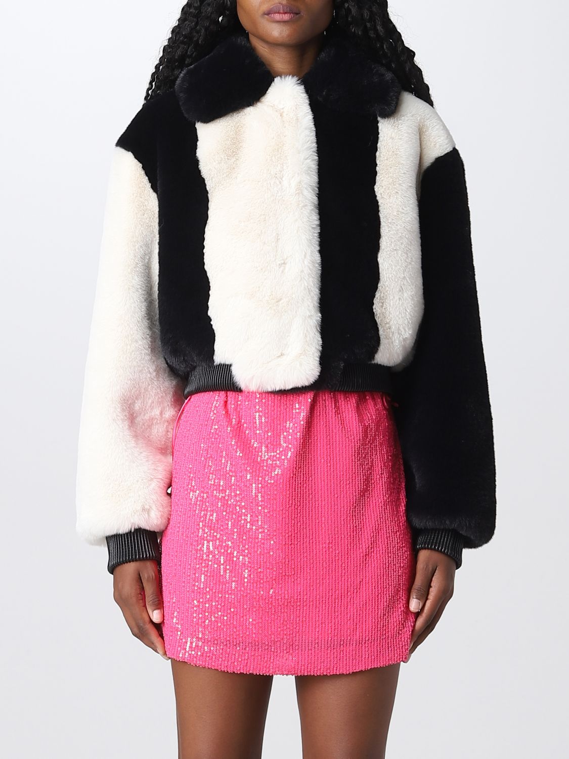 Rotate Fur Coats ROTATE Woman colour Black