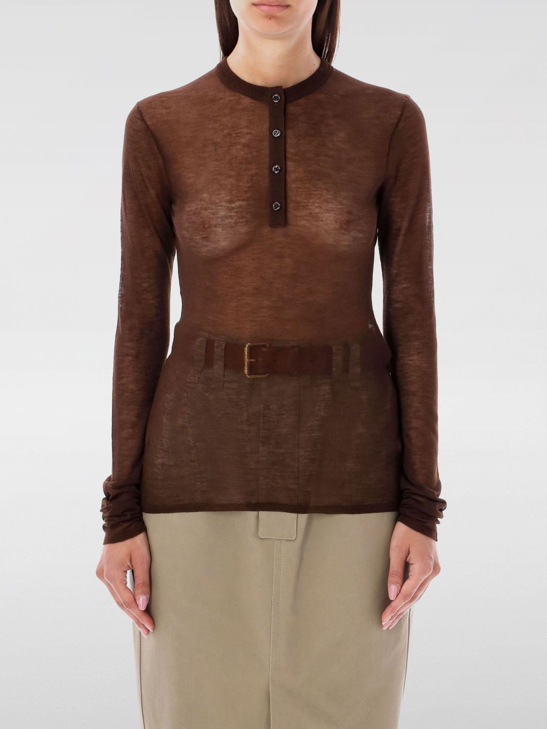 Saint Laurent Top SAINT LAURENT Woman color Brown