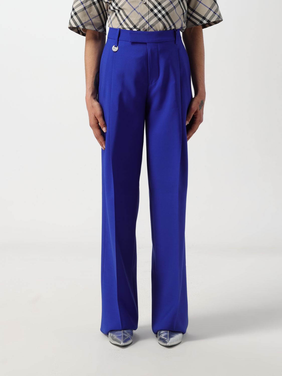 Burberry Pants BURBERRY Woman color Blue