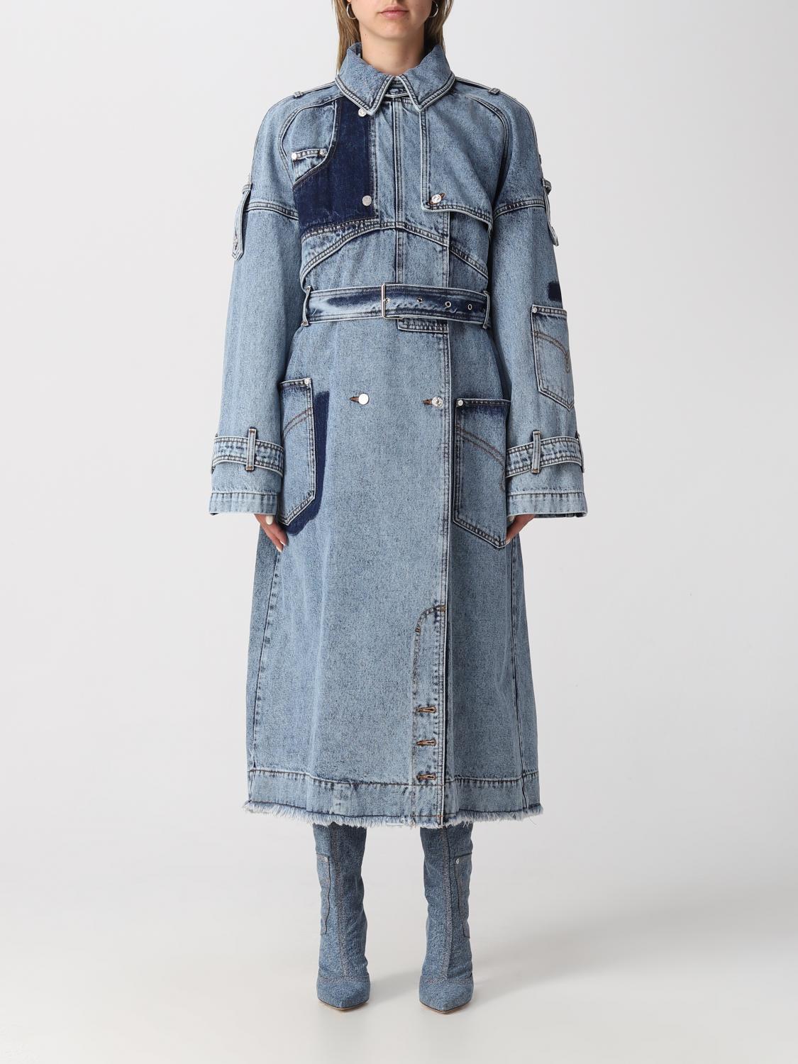 Moschino Jeans Trench Coat MOSCHINO JEANS Woman colour Denim