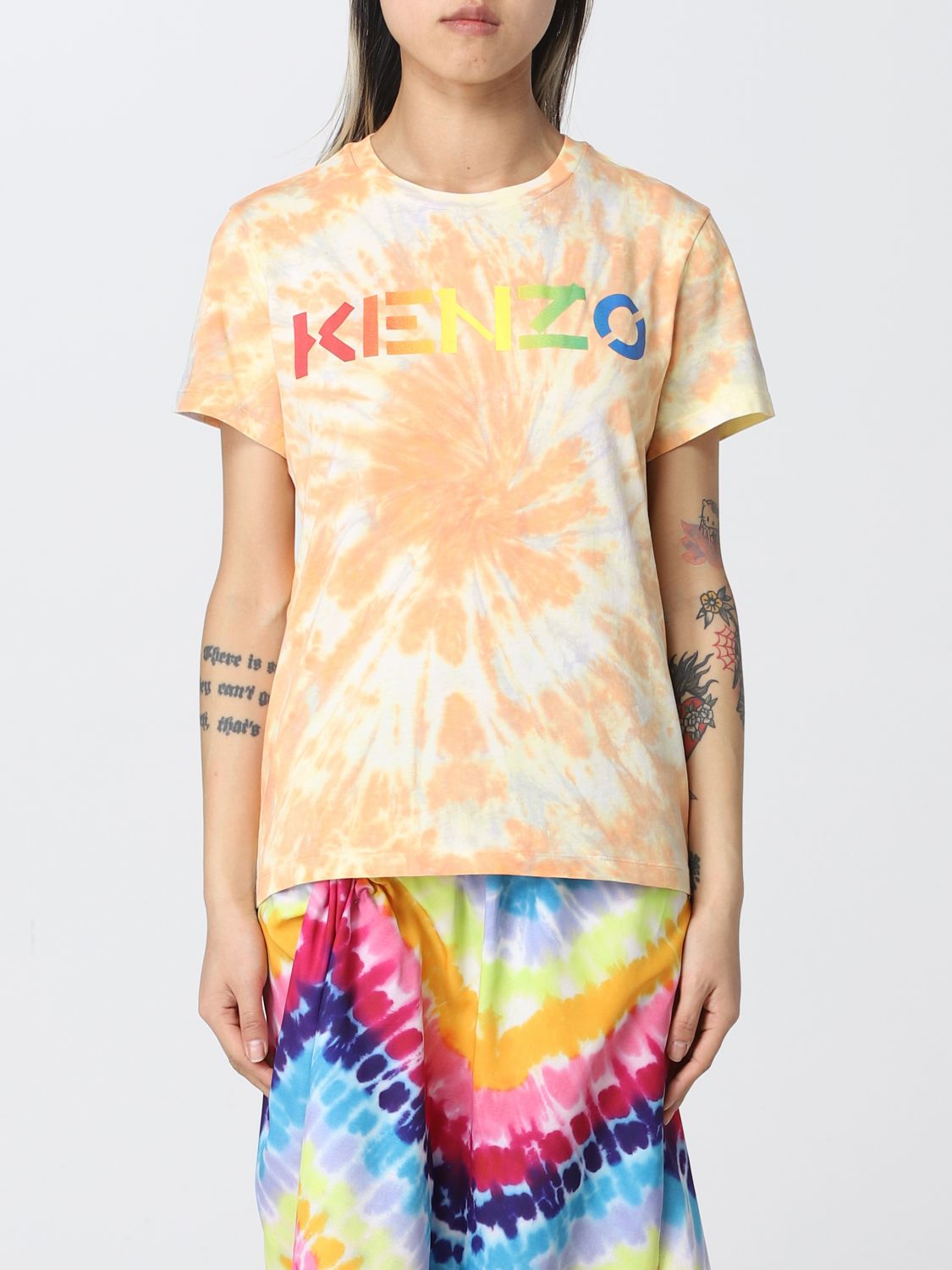 Kenzo Kenzo tie dye cotton t-shirt with logo