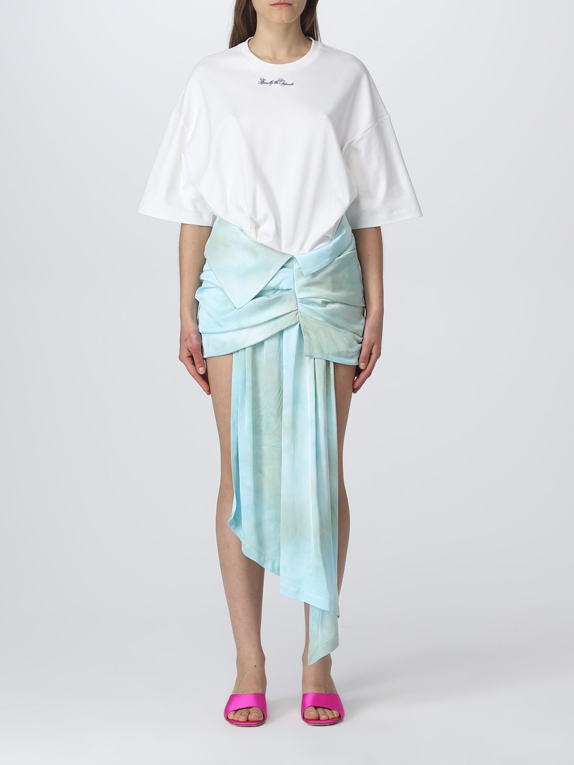 OFF-WHITE Dress OFF-WHITE Woman colour Gnawed Blue