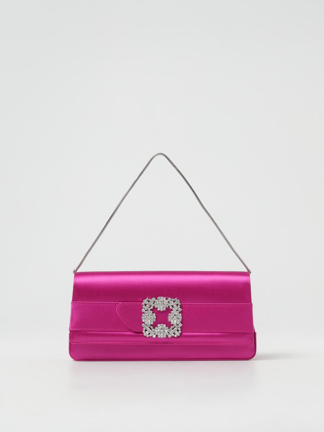 Manolo Blahnik Manolo Blahnik Capri clutch in satin with shoulder strap