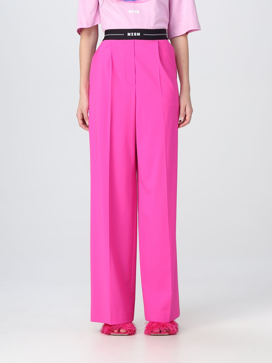 Msgm Trousers MSGM Woman colour Fuchsia