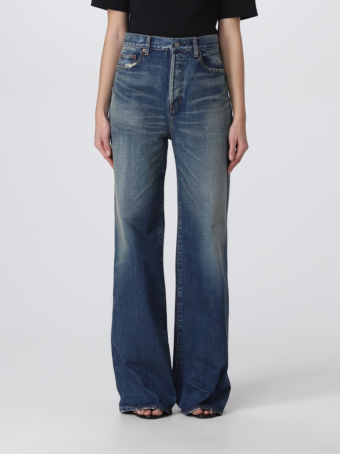 Saint Laurent Jeans SAINT LAURENT Woman colour Blue